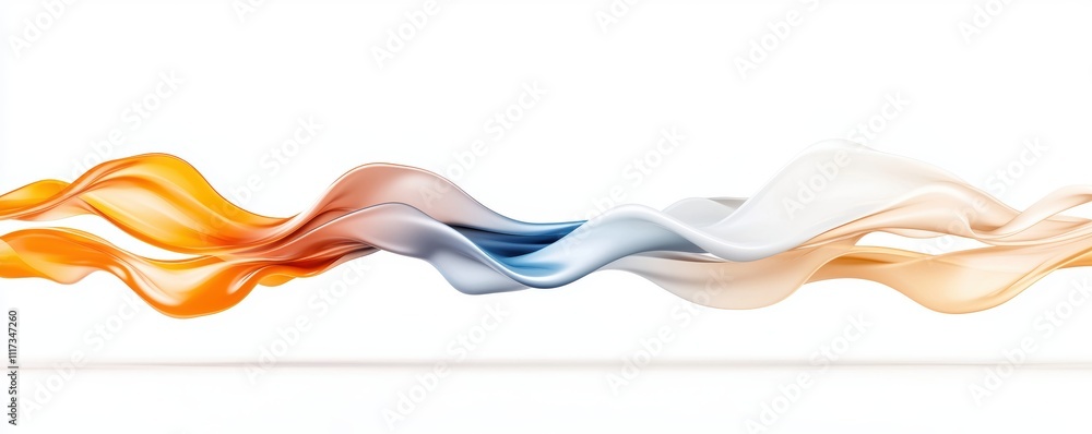 Poster flowing waves of color in soft gradients on a white background.