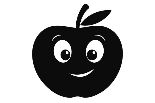 recommend clip art:  Cartoon apple silhouette black art work illustration on transparent background