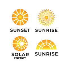 sun logo design concept idea set collection with solar energy logo design template