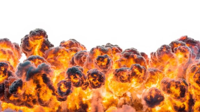 High-Quality PNG of huge bomb explosion  Fire flames Isolated on White Background – High Resolution