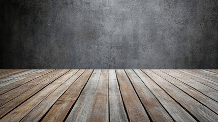 Horizontal wooden planks create a textured backdrop against a grey background, highlighting the natural beauty of wood. The wooden planks provide an excellent photo style with ample copy space.