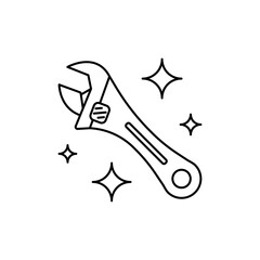 Outline icon of Adjustable Wrench for Spanner, showing flexibility in adjustment.