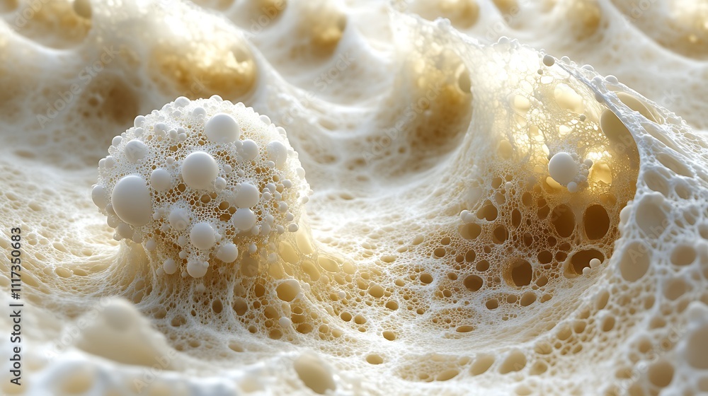 Fototapete microscopic view of a complex organic structure with spherical formations and porous texture.