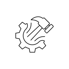 Outline icon Hammer for Spanner, the mechanism being repaired or adjusted.