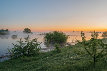 sunset over the river