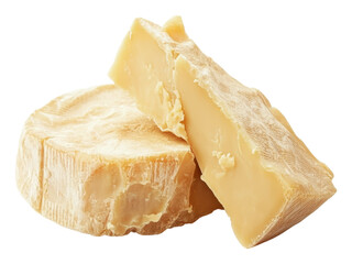 Raw cheese pieces displayed on a white background, cut out - stock png.