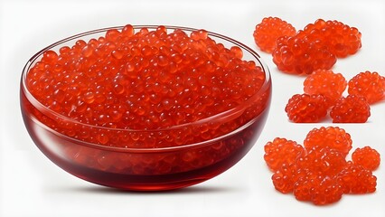 Isolated red caviar on a clear background cutawayWritten by Papugrat