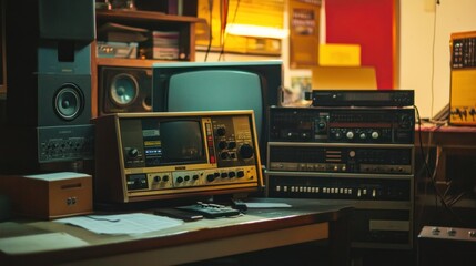 Fototapeta premium Vintage Audio Equipment in a Home Studio