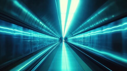 Obraz premium Blue Neon Tunnel