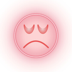 Neon sad emoji with red colour | Glowing negative emotion sign with red colour | sad emoji Neon sign |  Transparent sad emoji sad emoji icon vector png 