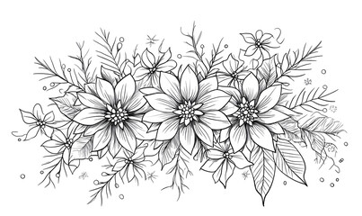 Creative 2D Doodle Floral Illustrations Text Space for Versatile Designs, Greeting Cards, Invitations