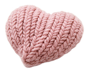 Knitted heart symbolizing love and affection, cut out - stock png.
