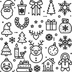 Seamless pattern with Christmas and New Year icons.
