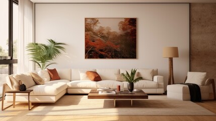 Modern Living Room with a Nature-Inspired Artwork
