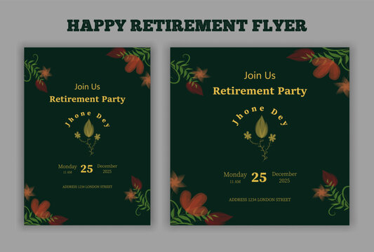 Happy retirement lunch party invitation flyer design template 
