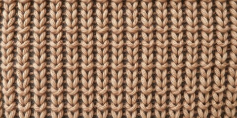 Fototapeta premium Close-up of a knitted wool texture with intricate stitching patterns in earthy tones, rustic, warm