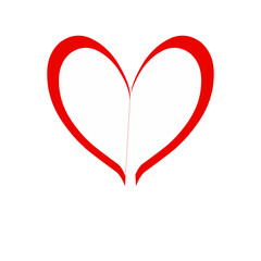Illustration of love in various shapes in red and white 