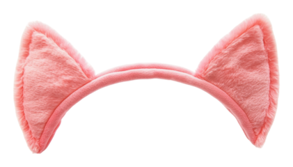 Soft pink cat ear headband for playful outfits, cut out - stock png.