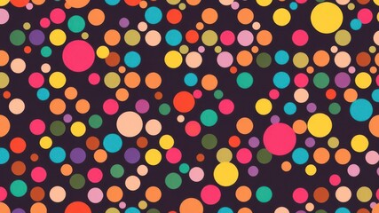 A seamless, colorful polka dot pattern with varying sizes and shades, perfect for adding a touch of playfulness to any design project, seamless, fun