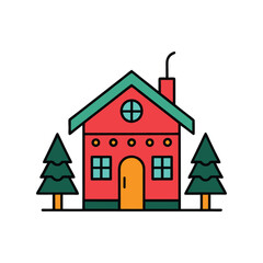 Christmas decorated house vector illustration