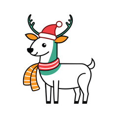 Vector illustration of a Christmas reindeer standing