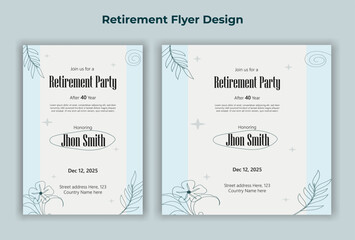 Happy retirement lunch party invitation flyer design template 
