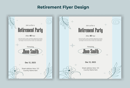 Happy retirement lunch party invitation flyer design template 
