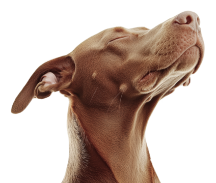 Dog enjoying a moment of peaceful relaxation, cut out - stock png.