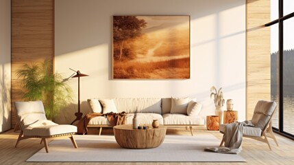 Modern Minimalist Living Room with Natural Elements