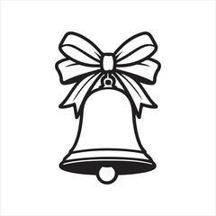 Christmas bell silhouette vector icon design whit a white background.