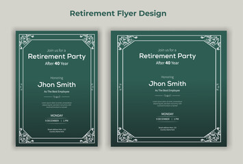 Happy retirement lunch party invitation flyer design template 
