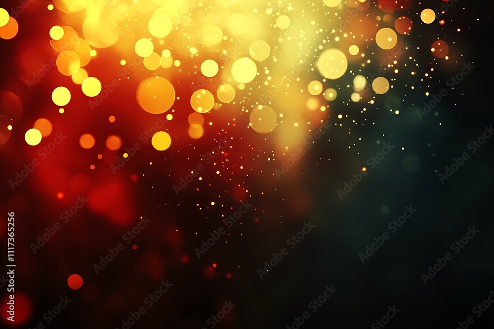 Aufkleber Vibrant Abstract Background with Glowing Bokeh Lights in Warm Tones : Generative AI