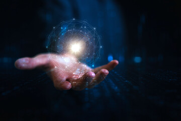 Data,Digital transformation Hand touching the Metaverse Universe, A Conceptual Shift in Digital...