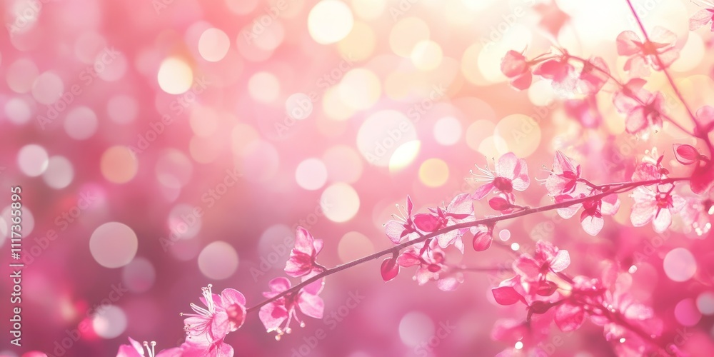 Poster abstract pink bokeh background featuring delicate floral elements creates a vibrant atmosphere. this
