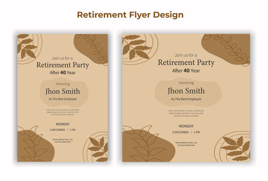 Happy retirement lunch party invitation flyer design template 
