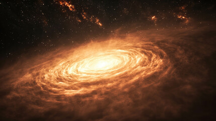 Fototapeta premium Cosmic Black Hole Floating Amidst Ruins of Shattered Galaxies in Space