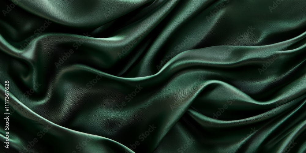 Poster delicate texture of a chocolate silk fabric showcases a deep emerald hue. this background features a