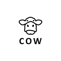 cow flat vector logo design