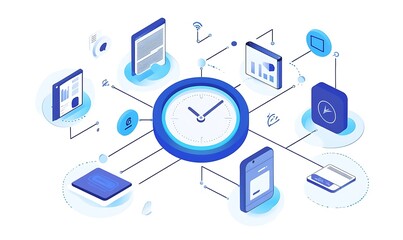 Fototapeta premium Abstract AI technology concept with icons connected in hexagonal shapes on a white background. 3D Rendering