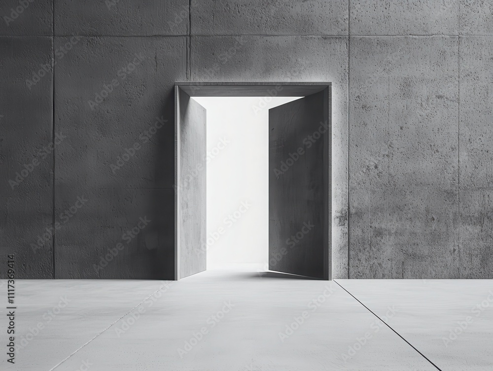 Poster an open gate offering infinite possibilities abstract white void minimalist architecture surreal env
