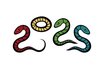 Vector illustration of New year 2025 with snake