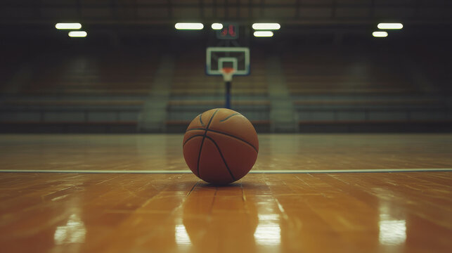 Player Sitting at Free Throw Line in Empty Basketball Court Setting