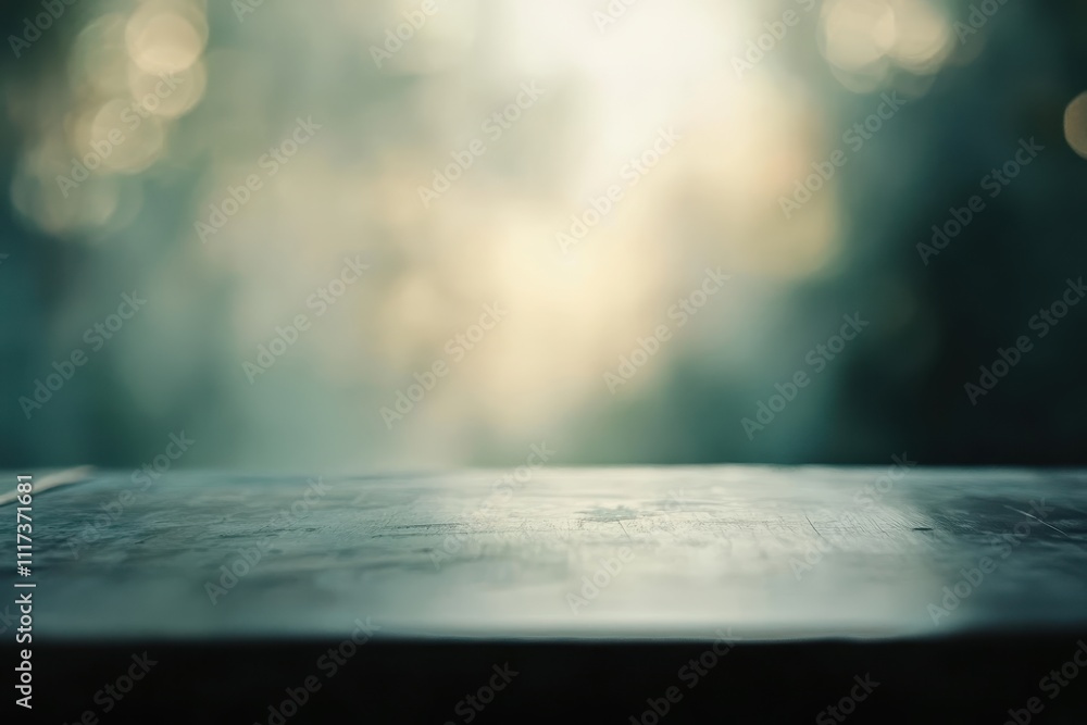 Poster a blurred background with a surface in focus, suggesting tranquility and reflection.