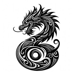 Obraz premium AI Generate of Dragon Shape in Maori Art style isolated in white