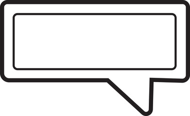 Pixel speech bubble icon. Text box Sticker for social network chats and games. Vector illustration in trendy black outline art style. Empty rectangular template isolated on transparent background.