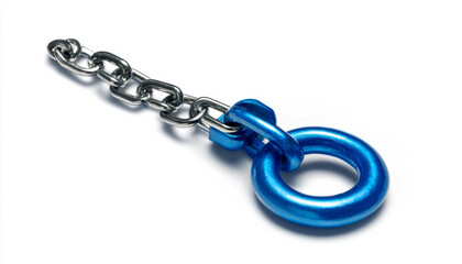 Obraz premium Blue metal ring and chain with industrial design for construction or security concept