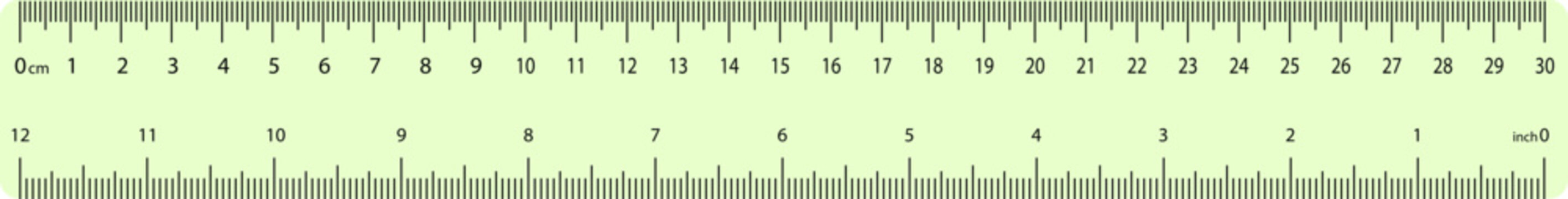 Yellow Ruler icon in flat style. Size, height, distance ruler vector. Measure length web sign. Horizontal scale with 12 inch and 30 centimeter markup and numbers isolated on transparent background.