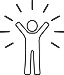 Self-confidence icon in trendy line style. Motivation symbol, life skills. self-confident and successful person vector illustration. Spirit and passionate person isolated on transparent background.