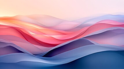 Fototapeta premium Flowing abstract waves digital landscape graphic design soft colors