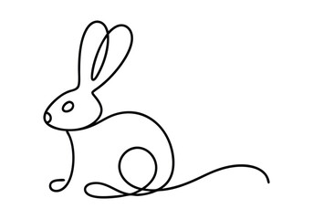 Continuous One-Line Drawing of a Rabbit - Minimalist Animal Design